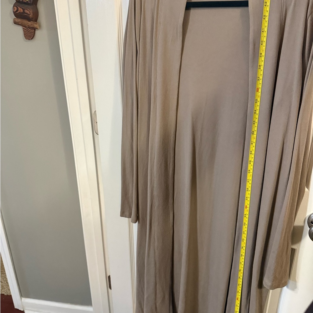 American Eagle Outfitters Long Open Front Cardigan - Taupe - Picture 4 of 5